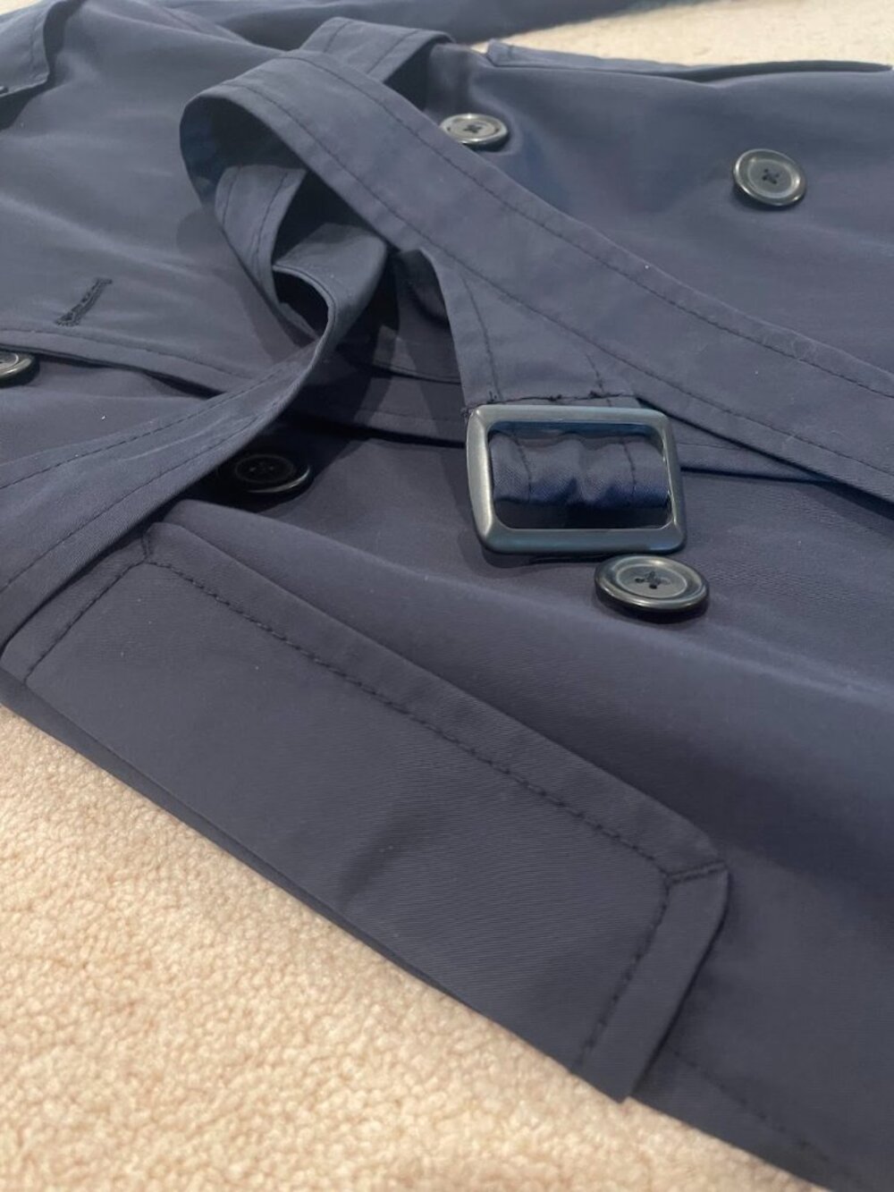 Banana Republic Trench Coat Navy XS. 100% cotton double breasted belted - Picture 6 of 10